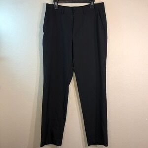 Haggar Mens Black Flat Front Dress Pants Size 34x32 Polyester Blend